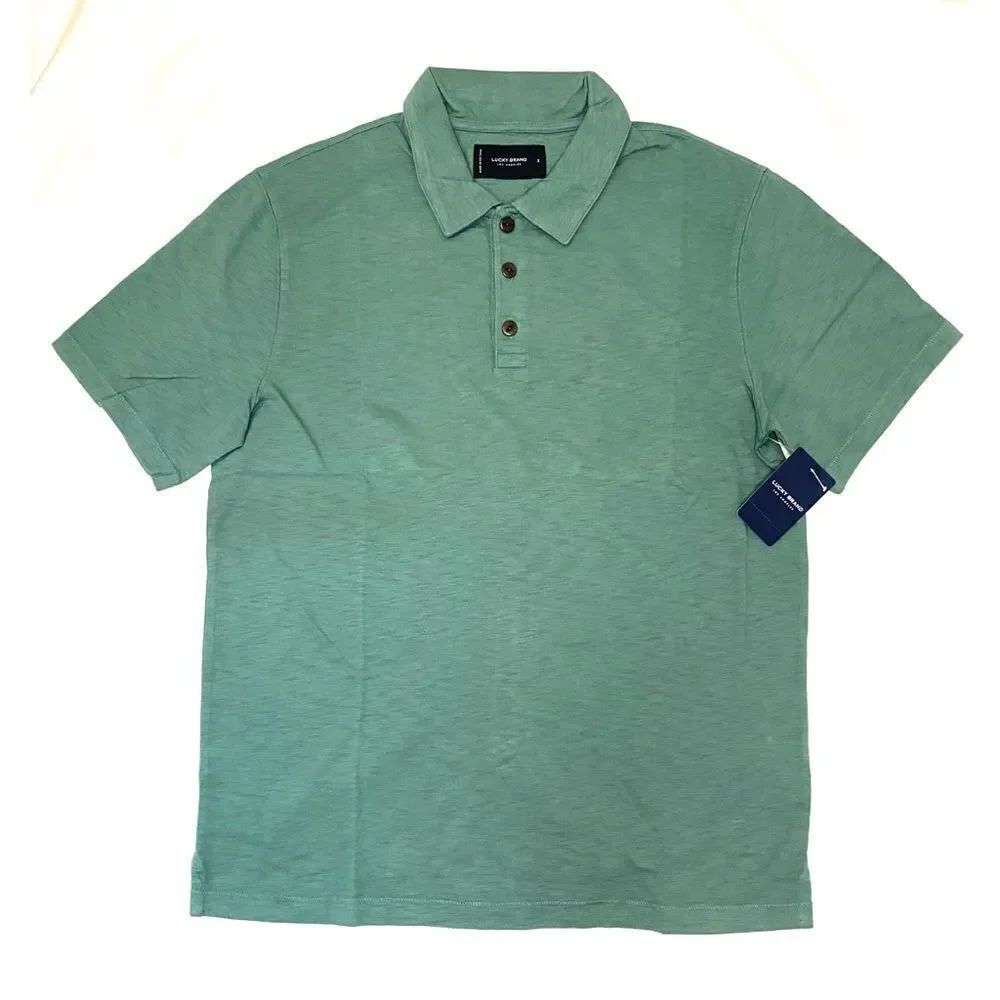 Lucky Brand Men's Sea Pine Green High Twist Polo Size Small